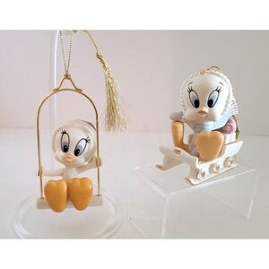 LENOX Looney Toons Tweety Bird Ornaments - Set of 2 - Vintage, Adorable